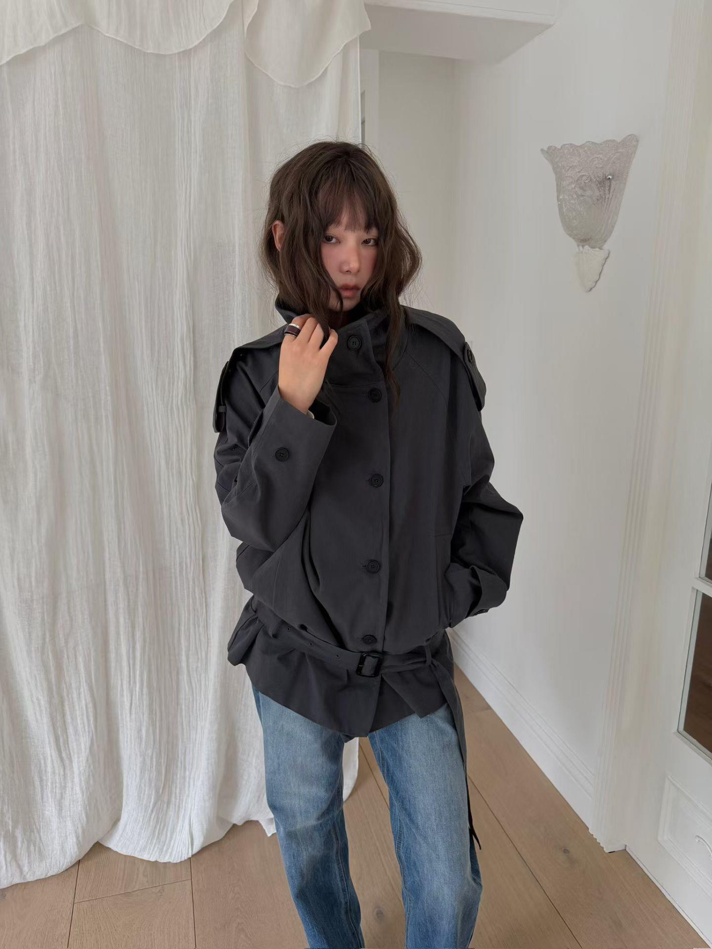 鋼絲立領風衣外套